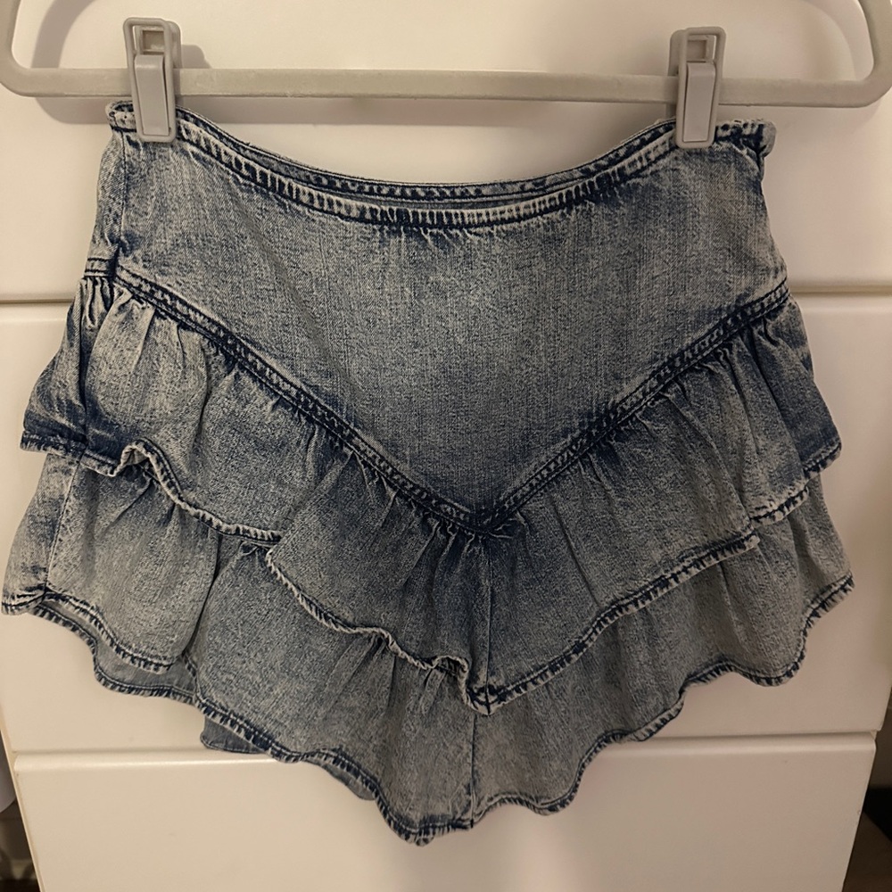 MOTHER Blue Ruffle Skort